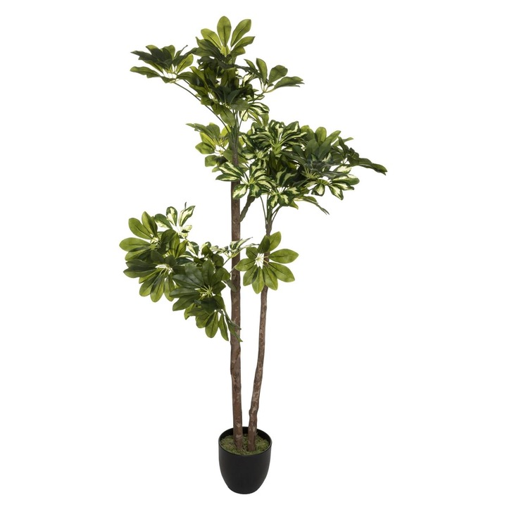 Planta artificiala in ghiveci, 135 cm, Plastic, Verde/Negru
