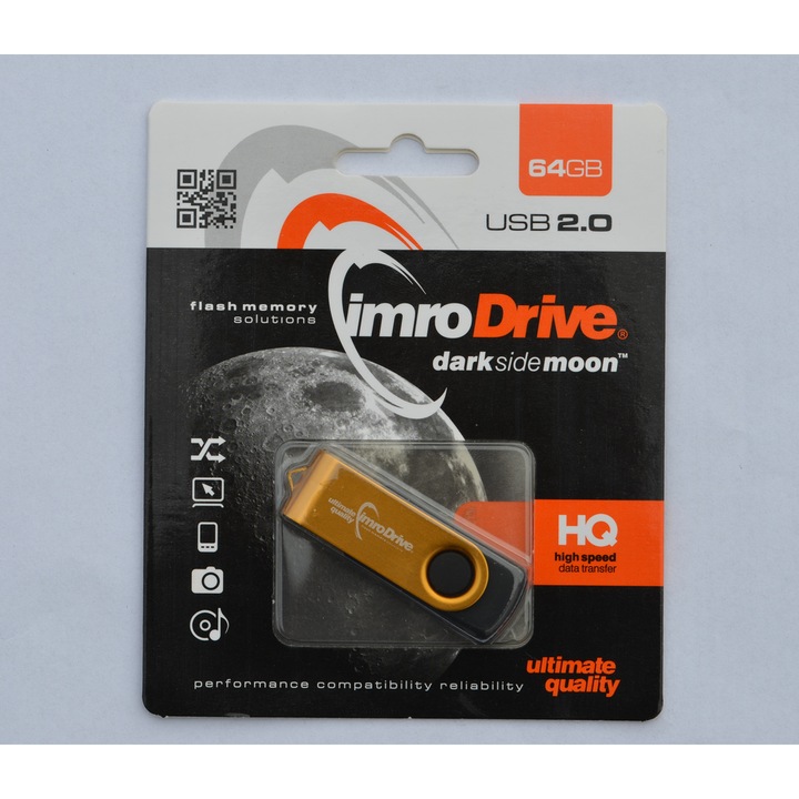 USB памет IMRO AXIS, 64GB, USB-A 2.0, златист