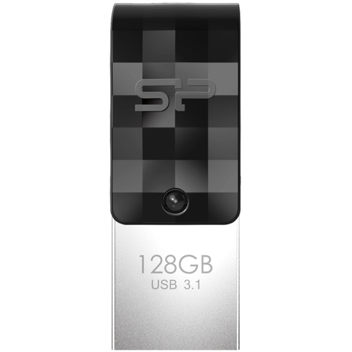USB памет Silicon Power Mobile C31, 128GB, USB-A /, USB-C 3.2 Gen 1, 3.1 Gen 1, черен, сив, сребрист