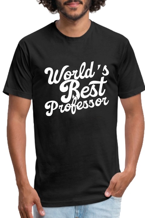 Egyedi férfi póló "World's Best Professor", fekete , 2XL