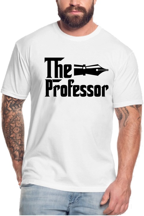 Egyedi férfi póló "The Professor", fehér , 2XL