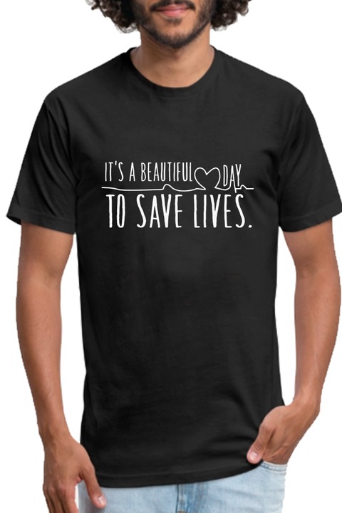 Egyedi férfi póló "It's a beautiful day to save lives", fekete , S