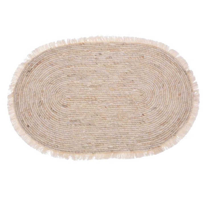 Ovális szőnyeg, Juta, 80 x 50 cm, Bézs