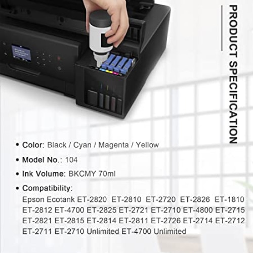 104 Premium Refill Ink for Epson 104 Ecotank ET-1810 ET-2710 ET‑2711 ET-2712  ET-2714 ET-2715 ET-2720 ET-2721 Printer - AliExpress