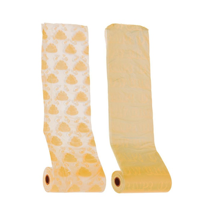 Pungi igienice pentru caini, Biodegradabile, 16 Role, 240 Bucati, 0.7 x 30 x 23 cm, Alb/Galben