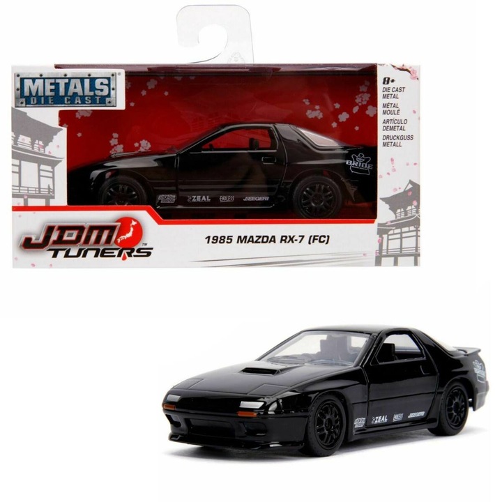 1985 mazda Rx-7 (FC) fekete modell autó 1:32