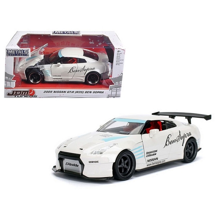 2009 Nissan GT-R (R35) Ben Sopra JDM T. White modell autó 1:24