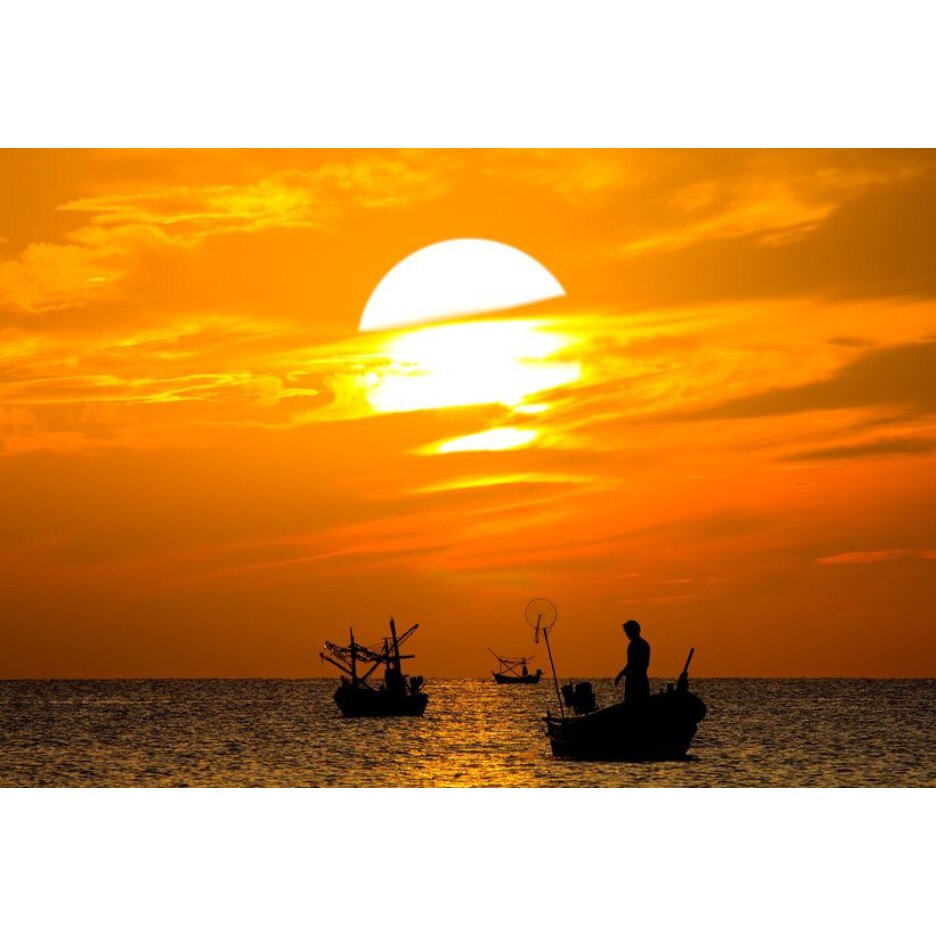 Panou decorativ din sticla antistropire 60x70cm - Mare si apus de soare