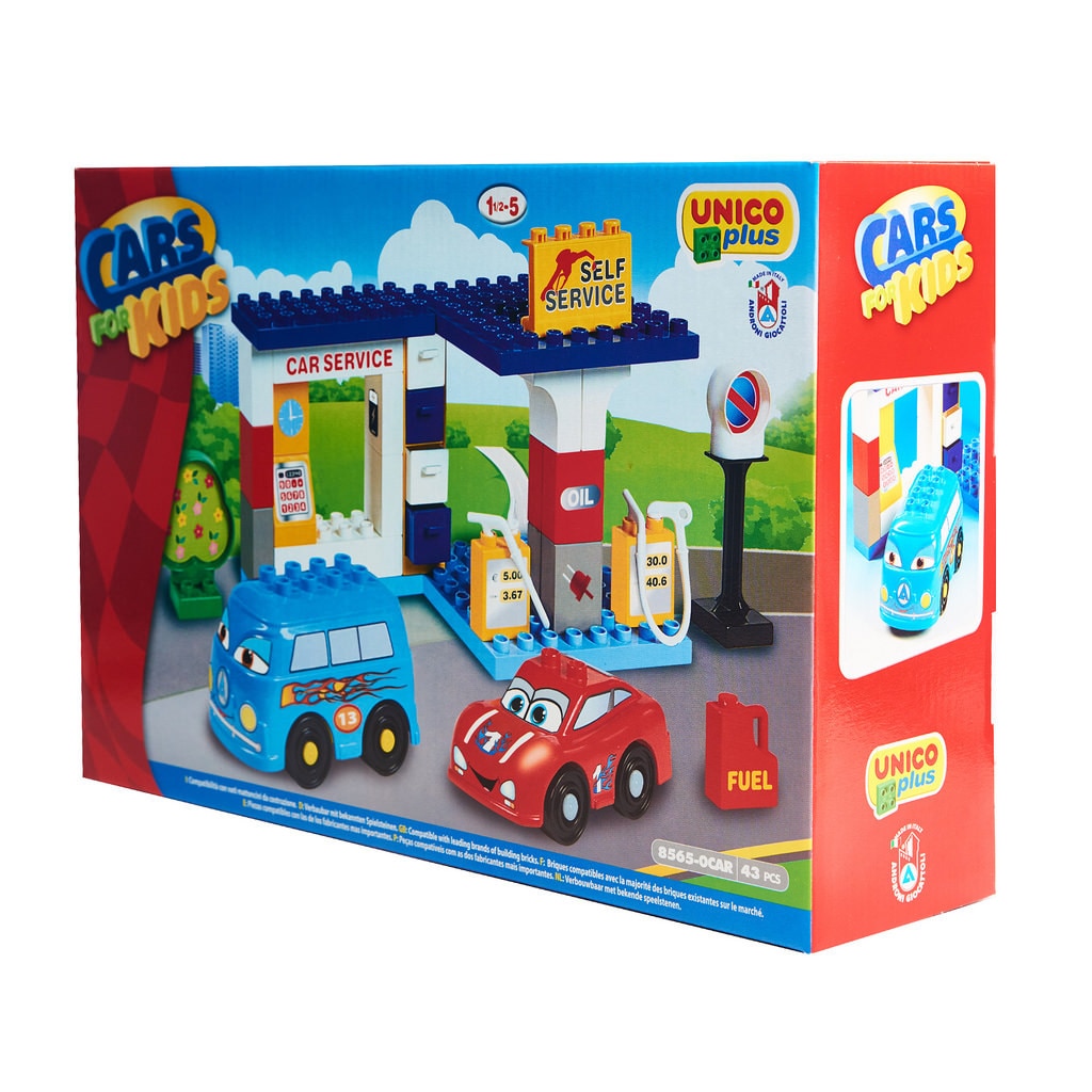 Joc de construit mini benzinarie din cuburi