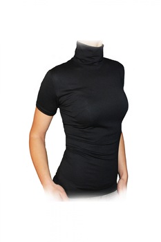 Ivanel - Дамска блуза Поло, С къс ръкав, Черен