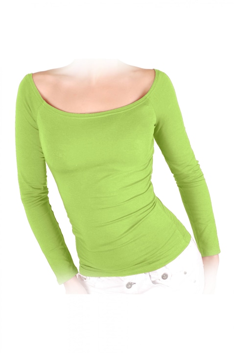 Дамска блуза Ivanel Френско деколте, С дълъг ръкав, Зелен