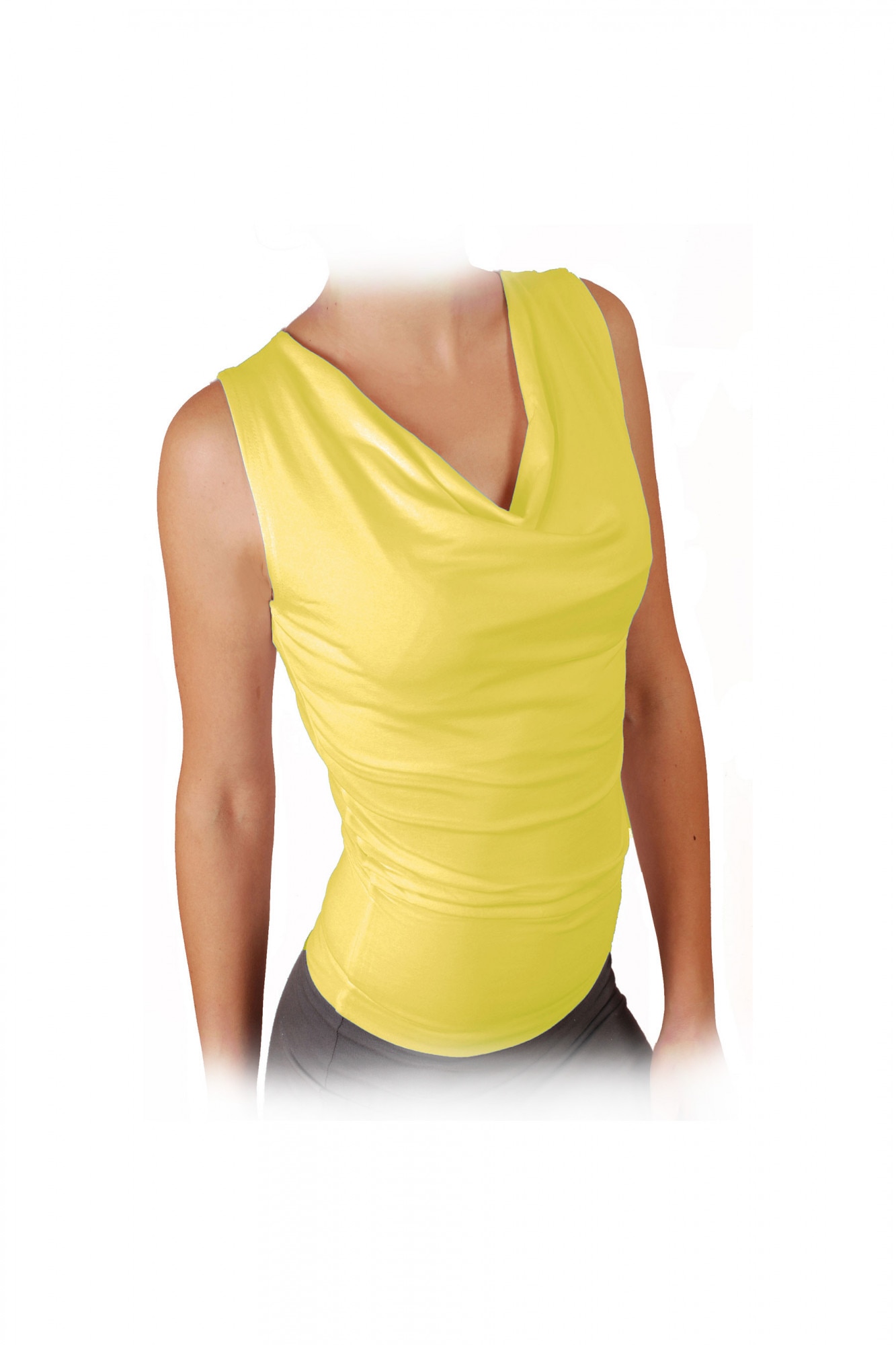 Bluza fara maneci cu decolteu grecesc Ivanel, Galben, M, Galben