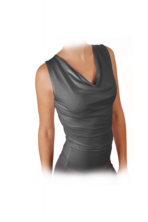 Bluza fara maneci si decolteu grecesc, Ivanel, Gri inchis