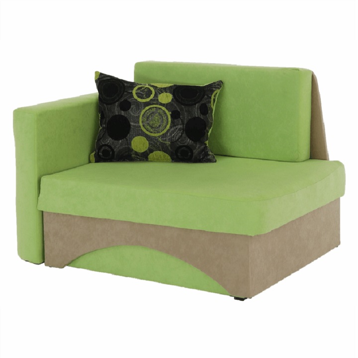 Разтегателен фотьойл Kubo зелено бежово тапицерия от дамаска 104x78x70 см