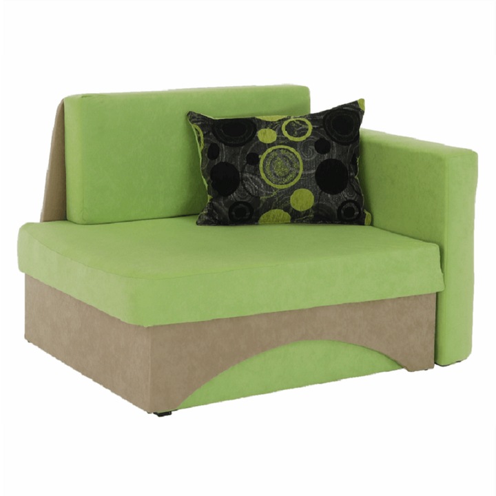 Разтегателен фотьойл с бежово зелена текстилна тапицерия десен Kubo 104x78x70 см