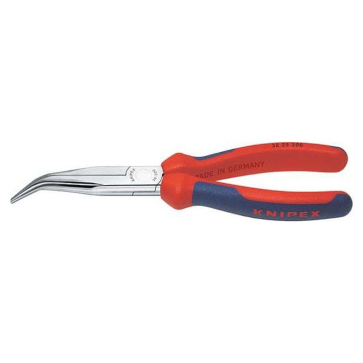 KNIPEX Műszerész fogó 200 mm, hajlított, lapos, kerek pofa, (38 35 200) (38 35 200)