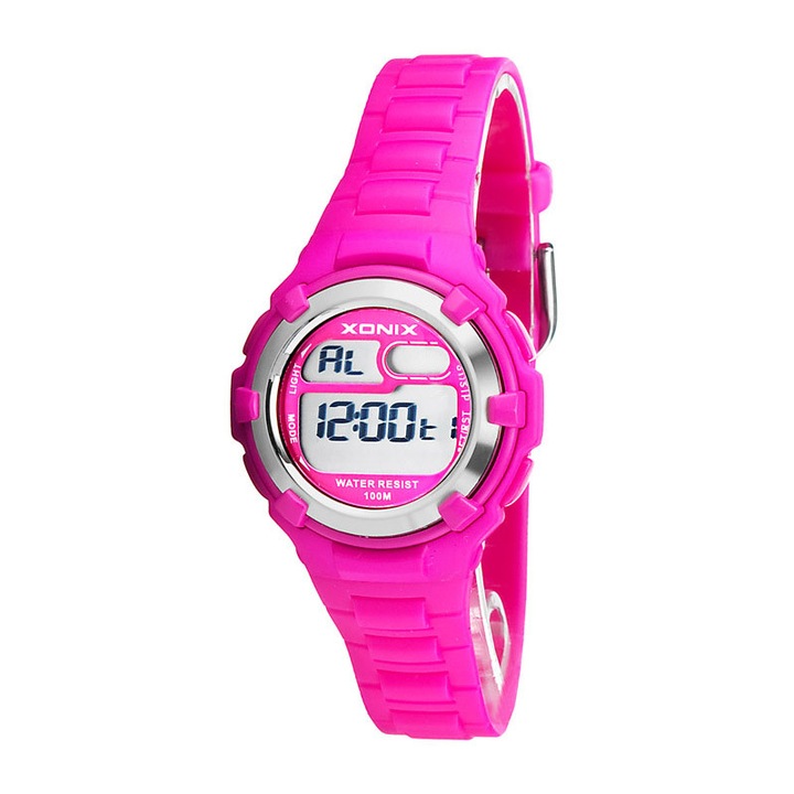 Ceas copii Xonix, Roz, digital, functii sport, iluminare de fundal