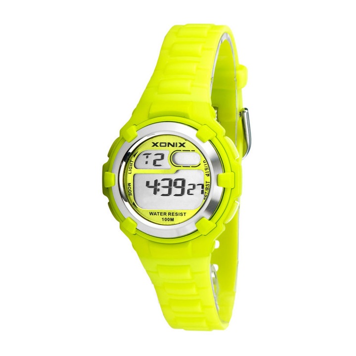Ceas copii Xonix, Verde, digital, functii sport, iluminare de fundal