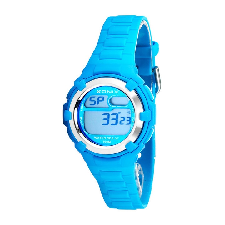 Ceas copii Xonix, Albastru, digital, functii sport, iluminare de fundal