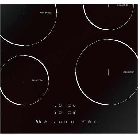 Plita incorporabila Master Kitchen MKHI 604BK, Inductie, 4 zone de gatit, Control slide touch, Afisaj white LED, 60 cm, Negru