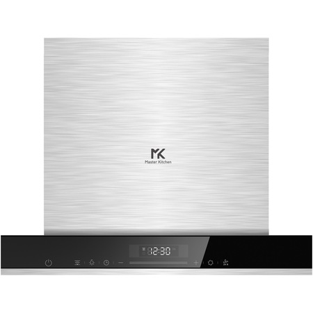 Hota incorporabila decorativa Master Kitchen MKHD T608ED-TouchBK/XS, 800 m3/h, Clasa A, Control slide touch, 90 cm, Negru/Inox