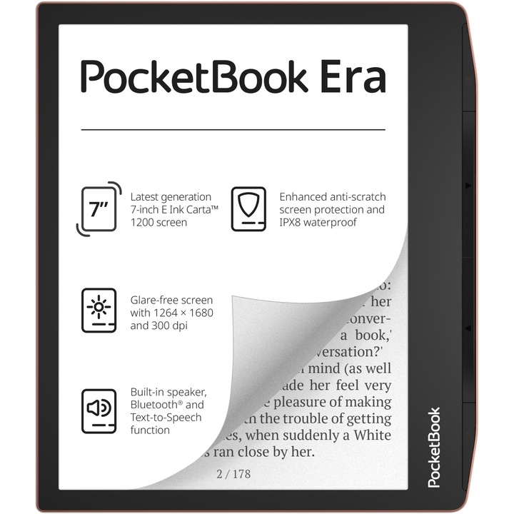 eBook четец PocketBook Era, 7" сензорен екран, E Ink Carta, 300dpi, Bluetooth, SMARTlight, IPX8