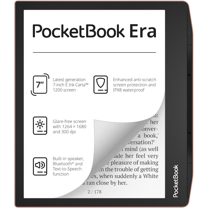 PocketBook Era eBook olvasó, 7" érintőkijelző, E Ink Carta, 300dpi, Bluetooth, SMARTlight, IPX8