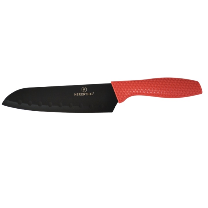 Cutit santoku Herenthal, 28cm, negru/rosu