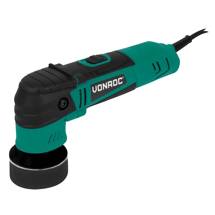 Autópolírozó gép, VONROC, PM507AC, 400W, Polírozógép, állítható sebességgel, 50 mm-es & A 75 mm-es hátlapok, 4 méteres gumi tápkábellel, 2 polírozó párna készletel egyut