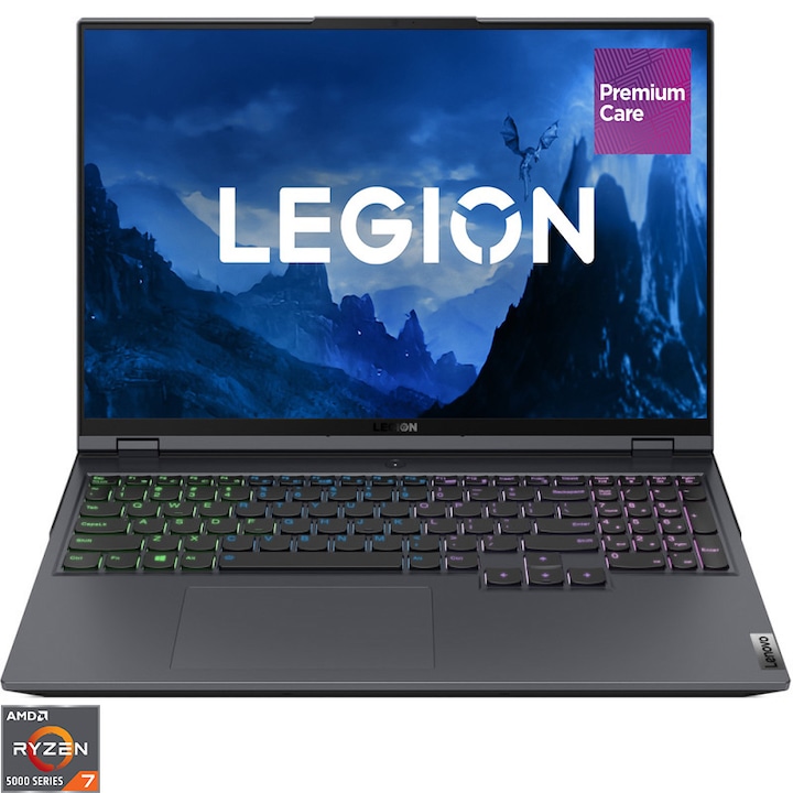 Лаптоп Gaming Lenovo Legion 5 Pro 16ACH6H, AMD Ryzen™ 7 5800H, 16", WQXGA, RAM 16GB, 512GB SSD, NVIDIA® GeForce® RTX™ 3060 6GB, No OS, Storm Grey