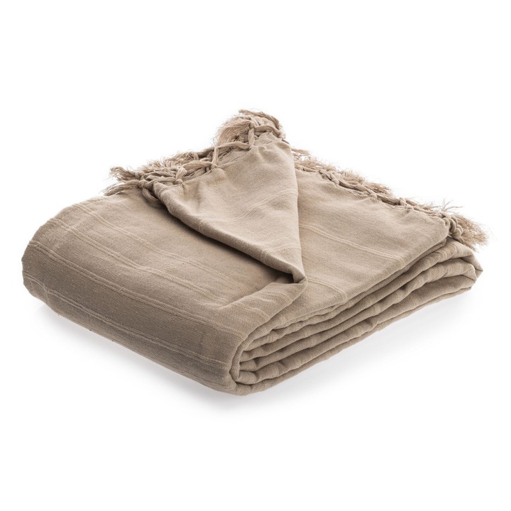 Покривало за легло, Памук, 230x250 см, Бежово