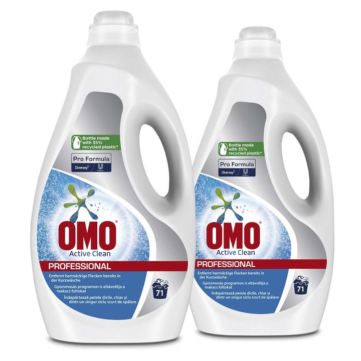 Detergent de Rufe Lichid OMO Active Clean Professional Duo Pack, 2x5 L, 142 spalari