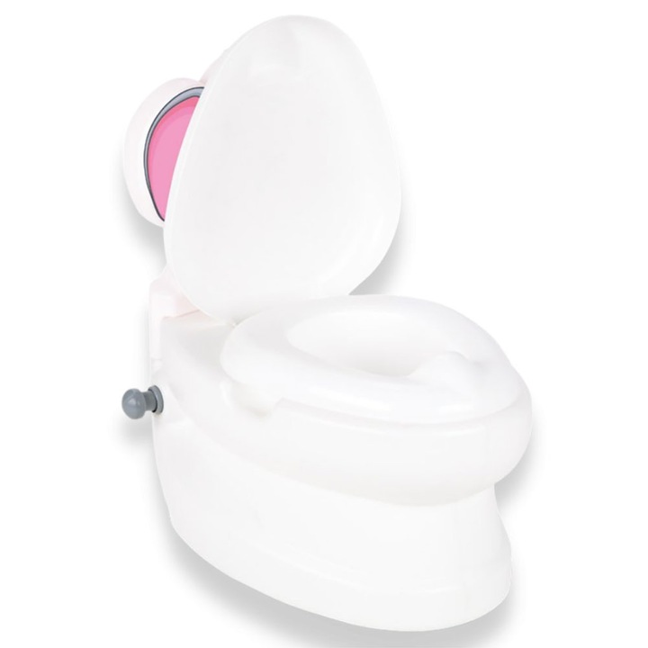 Olita educationala muzicala Pilsan Elefantel cu baza antialunecare, suport hartie igienica si vas colectare detasabil, design ergonomic, cutie muzicala iluminata cu efect de sunet sifon
