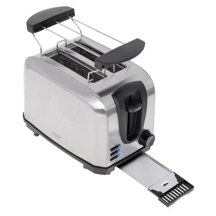 Adler AD 3222 1000 W, 2 szelet, 7 fokozat ezüst kenyérpirító
