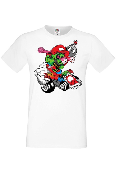 Férfi póló Super Mario Nintendo Games Mario Cart Zombie 3, Fehér