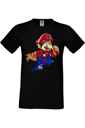 Мъжка Тениска Подарък Super Mario Супер Марио Nintendo switch Mario Zombie 4, Черен