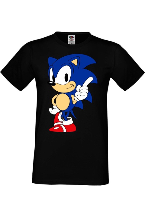 Férfi póló SEGA Sonic Tales Knuckles Sonic 006, Fekete