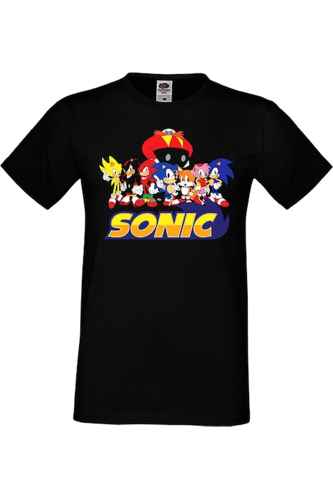 Férfi póló SEGA Sonic Tales Knuckles Sonic and friends 002, Fekete