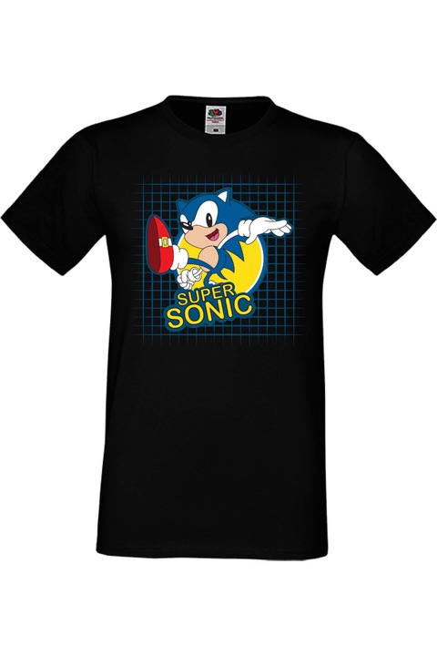 Férfi póló SEGA Sonic Tales Knuckles Sonic Super Sonic 005, Fekete