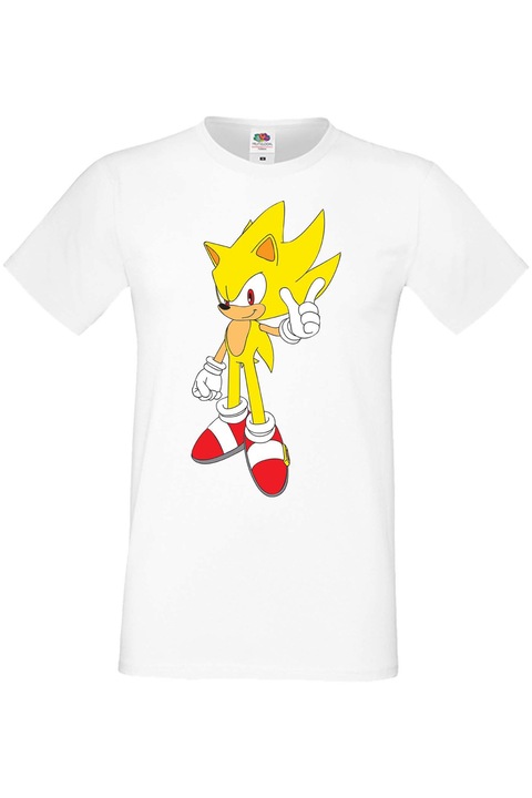 Férfi póló SEGA Sonic Tales Knuckles Sonic Super Sonic yellow, Fehér