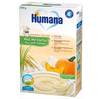 Cereale Humana fara lapte cu fulgi de orez si dovleac, 200g, 6 luni