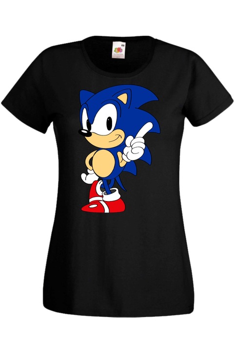 Női póló SEGA Sonic Tales Knuckles Sonic 006, Fekete