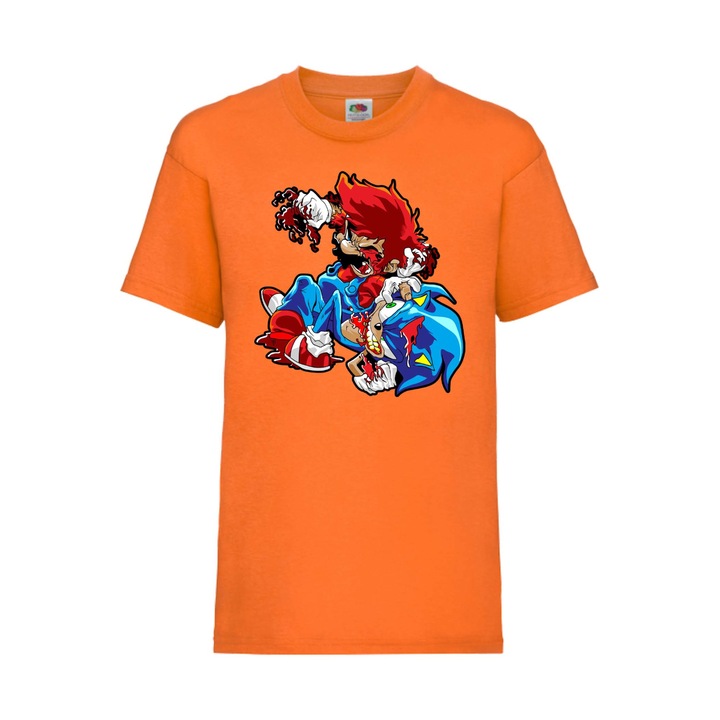 Детска Тениска Super Mario Sonic Tralala Mario Zombie VS Sonic Zombie, Оранжев, 3-4 г. (104-116)