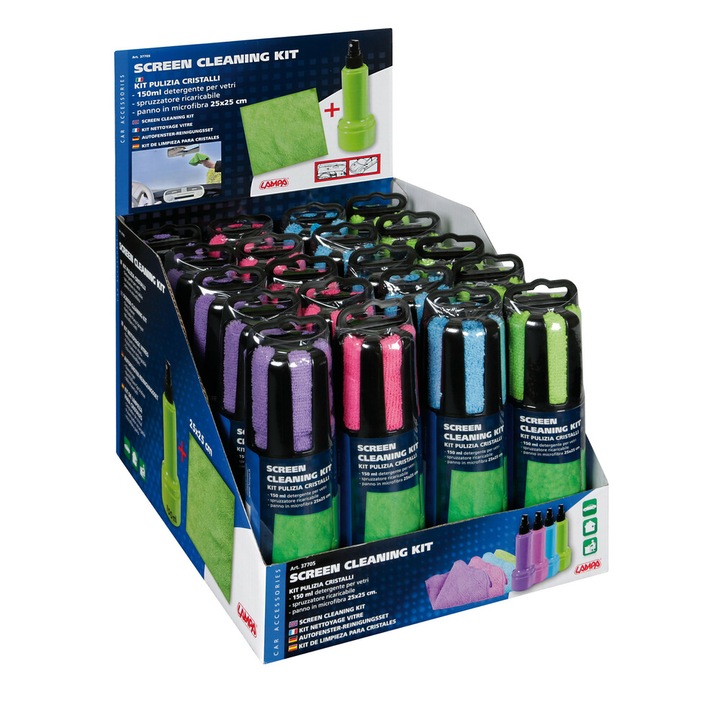 Set 20 sticle spray curatare auto, Lampa, 25 x 25 cm, 150 ml, Multicolor