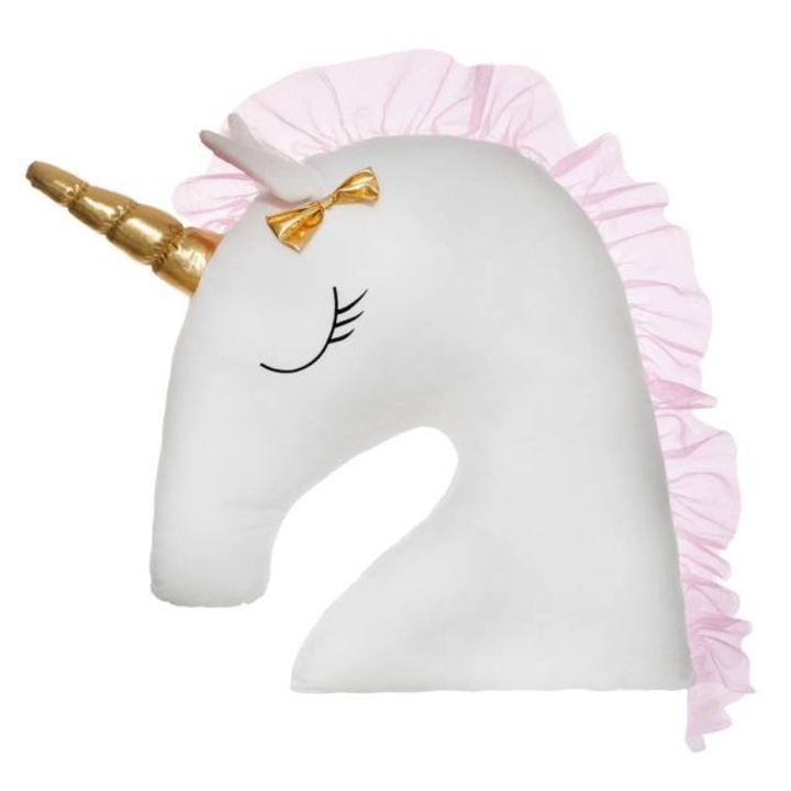 Perna decorativa Unicorn, Poliester, Alb, 60 x 46 cm