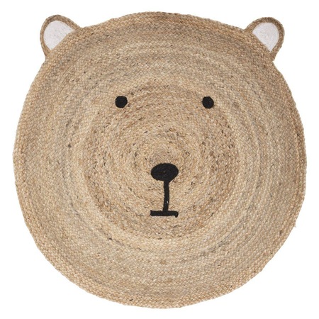 Covor rotund, Iuta, Motiv ursulet, 100 cm, Natur