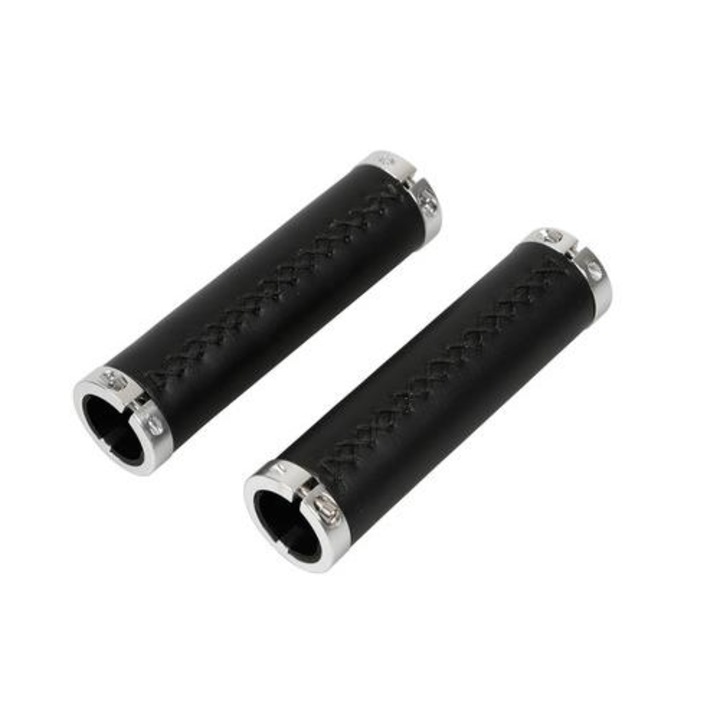 Set 2 mansoane ghidolina, Lampa, Piele naturala/Metal, 127 mm, Negru