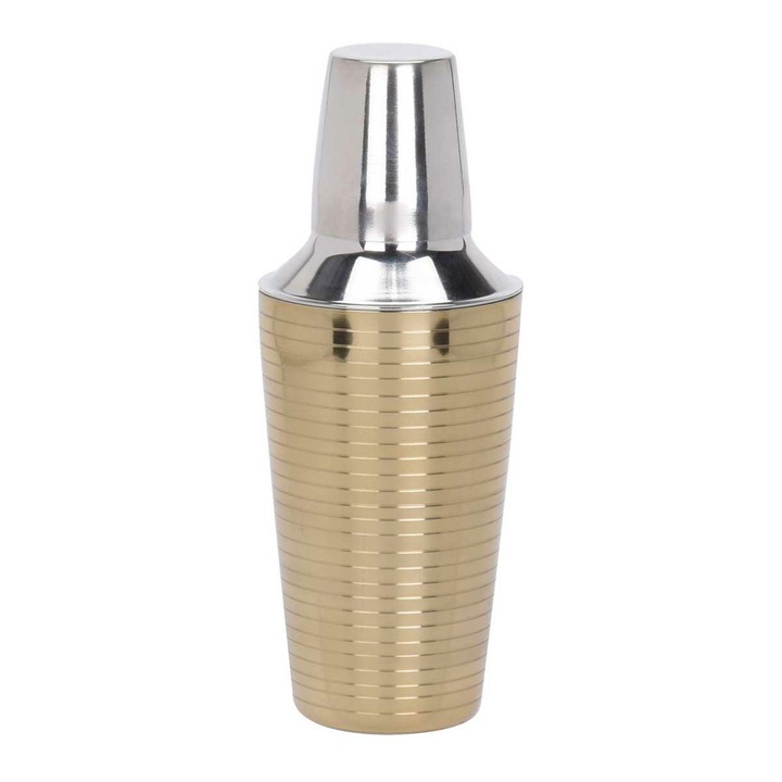 Shaker pentru bauturi, 500 ml, 22x8.5 cm, Inox, Auriu/Argintiu