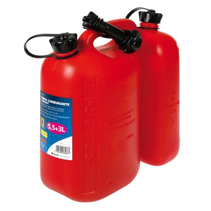 Canistra dubla combustibil Lampa, Plastic, 5.5l/3l, Rosu