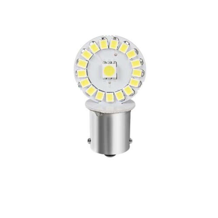 Set 2 becuri LED, Lampa, P21W, 24-28V, BA15s, 260lm, Monopolar, Alb